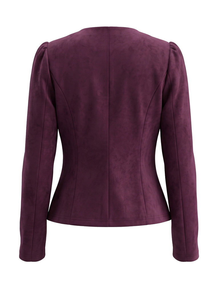80er Blazer mit Wildleder-Optik und Doppelreiher
