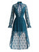 70er Spitzenkleid mit V-Ausschnitt und asymmetrischem Saum