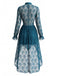 70er Spitzenkleid mit V-Ausschnitt und asymmetrischem Saum