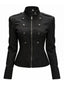 Schwarzes 50er Jacke im Military-Stil mit Stehkragen und Doppelknöpfen