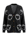 70er Halloween-Strick-Cardigan mit Geister-Print und Knopfleiste