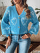 70er Halloween-Strick-Cardigan mit Geister-Print und Knopfleiste