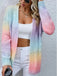 80er Zopfstrickjacke mit pastellfarbenem Regenbogenverlauf