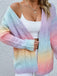 80er Zopfstrickjacke mit pastellfarbenem Regenbogenverlauf