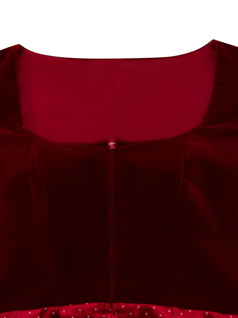 Rotes 50er Kleid & Schürze Set mit Polka-Dots