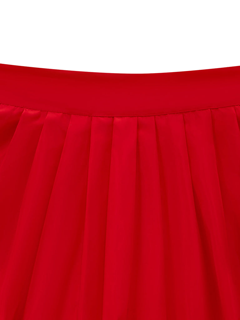 Rotes 50er Kleid & Schürze Set mit Polka-Dots