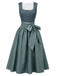 Grünes 50er Kleid & Schürze Set mit Blumen-Print