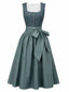 Grünes 50er Oktoberfest-Dirndl-Set mit Blumenmuster und Schürze