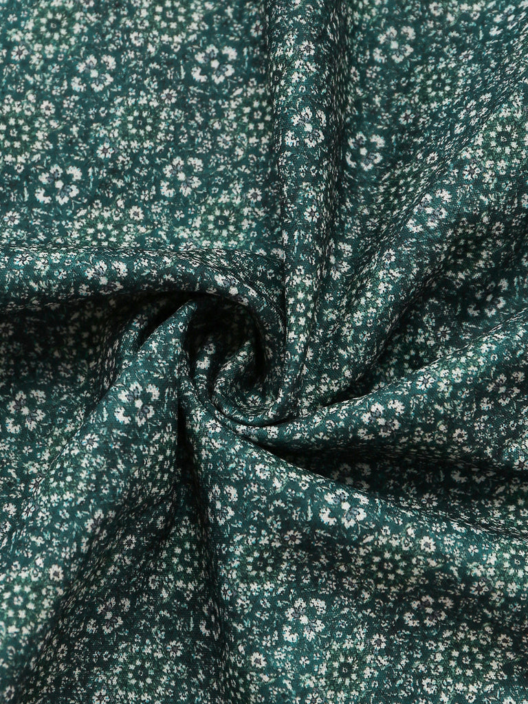 Grünes 50er Kleid & Schürze Set mit Blumen-Print