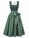 Grünes 50er Oktoberfest-Dirndl-Set mit Blumenmuster und Schürze
