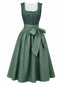 Grünes 50er Oktoberfest-Dirndl-Set mit Blumenmuster und Schürze