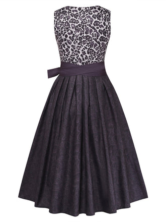 Schwarzes 50er Kleid & Schürze Set mit Leoparden-Print