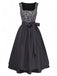 Schwarzes 50er Oktoberfest-Dirndl-Set mit Leopardenmuster und Schürze