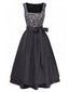 Schwarzes 50er Oktoberfest-Dirndl-Set mit Leopardenmuster und Schürze