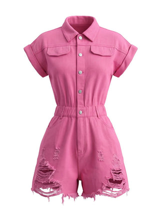 Pfirsichrosa 80er Romper mit Knopfleiste
