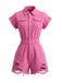 Pfirsichrosa 80er Romper mit Knopfleiste
