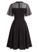 50er Netz-Swingkleid mit Flatterärmel und transparent