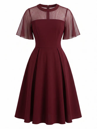 50er Netz-Swingkleid mit Flatterärmel und transparent