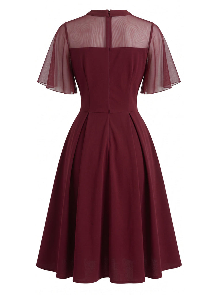 50er Netz-Swingkleid mit Flatterärmel und transparent