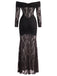 30er schulterfreies Maxikleid mit Raffung und Spitze