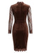 Schwarzes 60er Samt-Bodyconkleid mit Spitzenärmeln und Cut-out