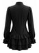 Schwarzes 60er Minikleid mit Stehkragen und Stufenrüschen