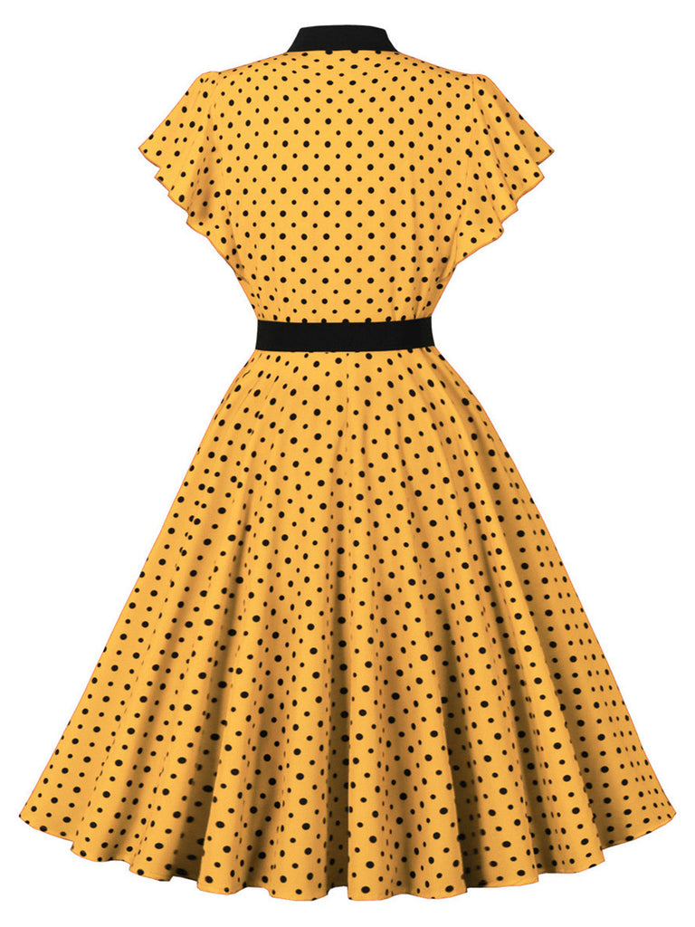 50er Swingkleid mit Polka-Dots und Rüschen