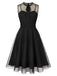 50er Netz-Ärmelloses Kleid mit Bindeband und Keyhole