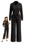 30er Knopf-Jumpsuit mit Reverskragen und weitem Bein