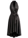 50er Satin-Kleid mit Taillenschleife und High-Low-Saum