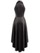 50er Satin-Kleid mit Taillenschleife und High-Low-Saum