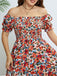 [Übergröße] 40er Kleid mit Blumen-Print und Rüschen
