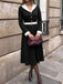 Schwarzes & Weißes 50er Kleid mit Revers und V-Ausschnitt