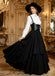 50er viktorianisches Gothic-Kostümset mit Bluse, Korsett und Rock