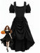 Weinrotes 80er viktorianisches Gothic-Kleid mit Schnürung