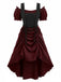 Weinrotes 80er viktorianisches Gothic-Kleid mit Schnürung