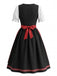 Rotes 50er Oktoberfest-Dirndl-Set mit Blumenstickerei und Schürze