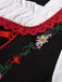 Rotes 50er Oktoberfest-Dirndl-Set mit Blumenstickerei und Schürze