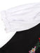 Rotes 50er Oktoberfest-Dirndl-Set mit Blumenstickerei und Schürze