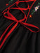 Rotes 50er Oktoberfest-Dirndl-Set mit Blumenstickerei und Schürze
