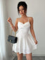 60er Minikleid mit Raffung und Wasserfallausschnitt