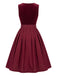 Burgunderrotes 50er Oktoberfest-Dirndl-Set mit Samtkleid und Schürze
