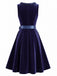 Marineblaues 50er Samtkleid & Schürze Set