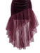 30er Samt-Maxikleid mit asymmetrischem Tüll und Raffung
