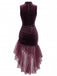 30er Samt-Maxikleid mit asymmetrischem Tüll und Raffung