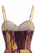 Gelbes & Lila 70er Maxikleid mit Blumen und Plissee