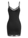 Schwarzes 60er Gothic-Camikleid mit Totenkopf-Print und Spitze