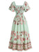 70er Boho Kleid mit Flatterärmel und Eckiger Ausschnitt