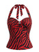 70er Obsession-Nikki-Cosplay-Neckholder-Top mit Zebra-Print