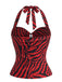70er Obsession-Nikki-Cosplay-Neckholder-Top mit Zebra-Print